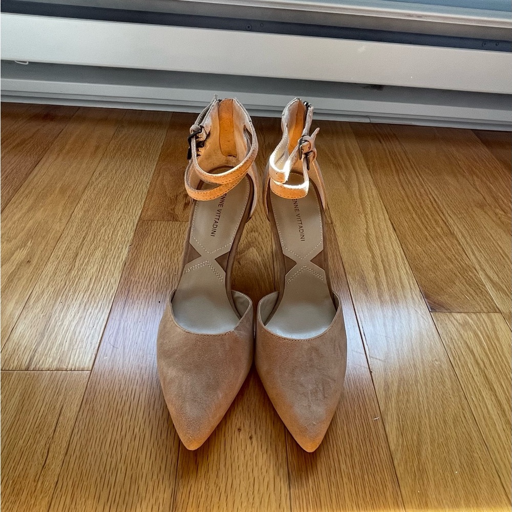 Adrienne Vittadini Tan Pointed Toe Heels